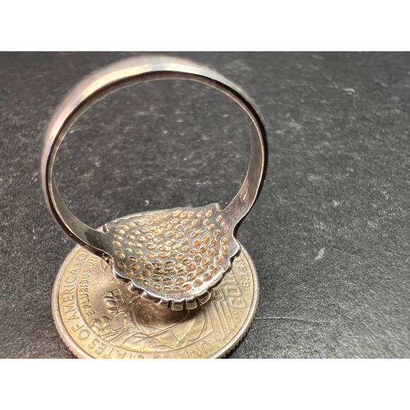 Vintage Sterling Silver Black Onyx Cocktail Ring, Ornate Bezel, Size 8 - Picture 6 of 16